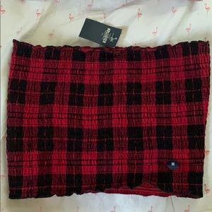 Hollister Plaid Smocked Tube Top M